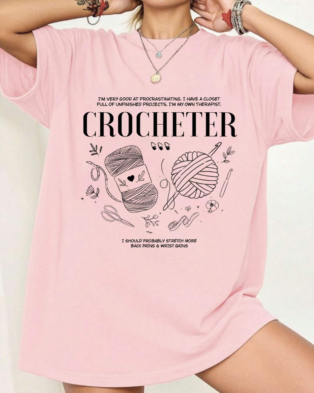 Camiseta Crocheter - Rosa Baby