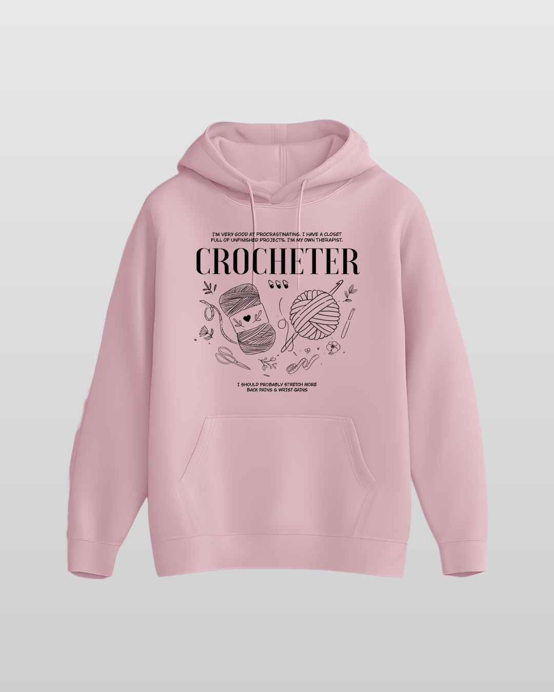 Moletom com Capuz Crocheter - Rosa Baby