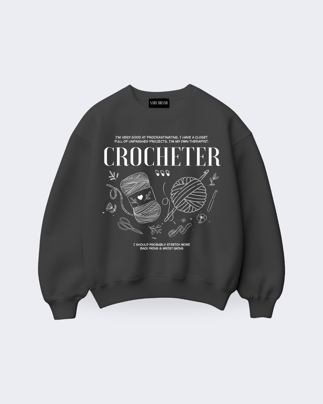 Moletom sem Capuz Crocheter - Preto